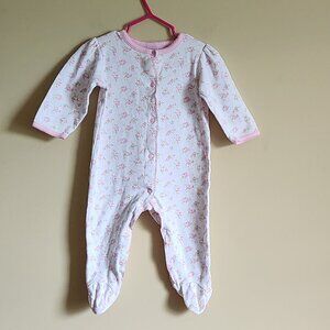 Little Me Pink Flower One Piece footed Outfit Size 9 Months